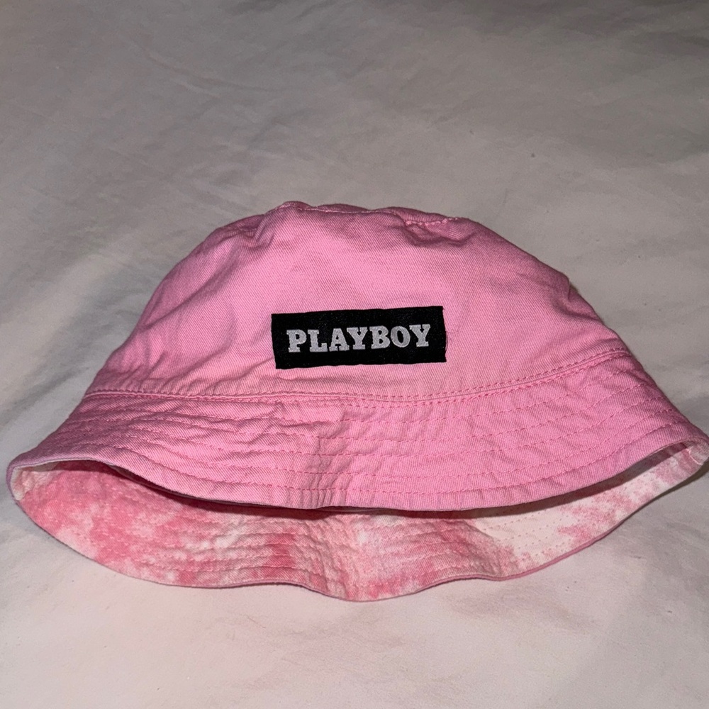 PLAYBOY Pink and White Bucket Hat